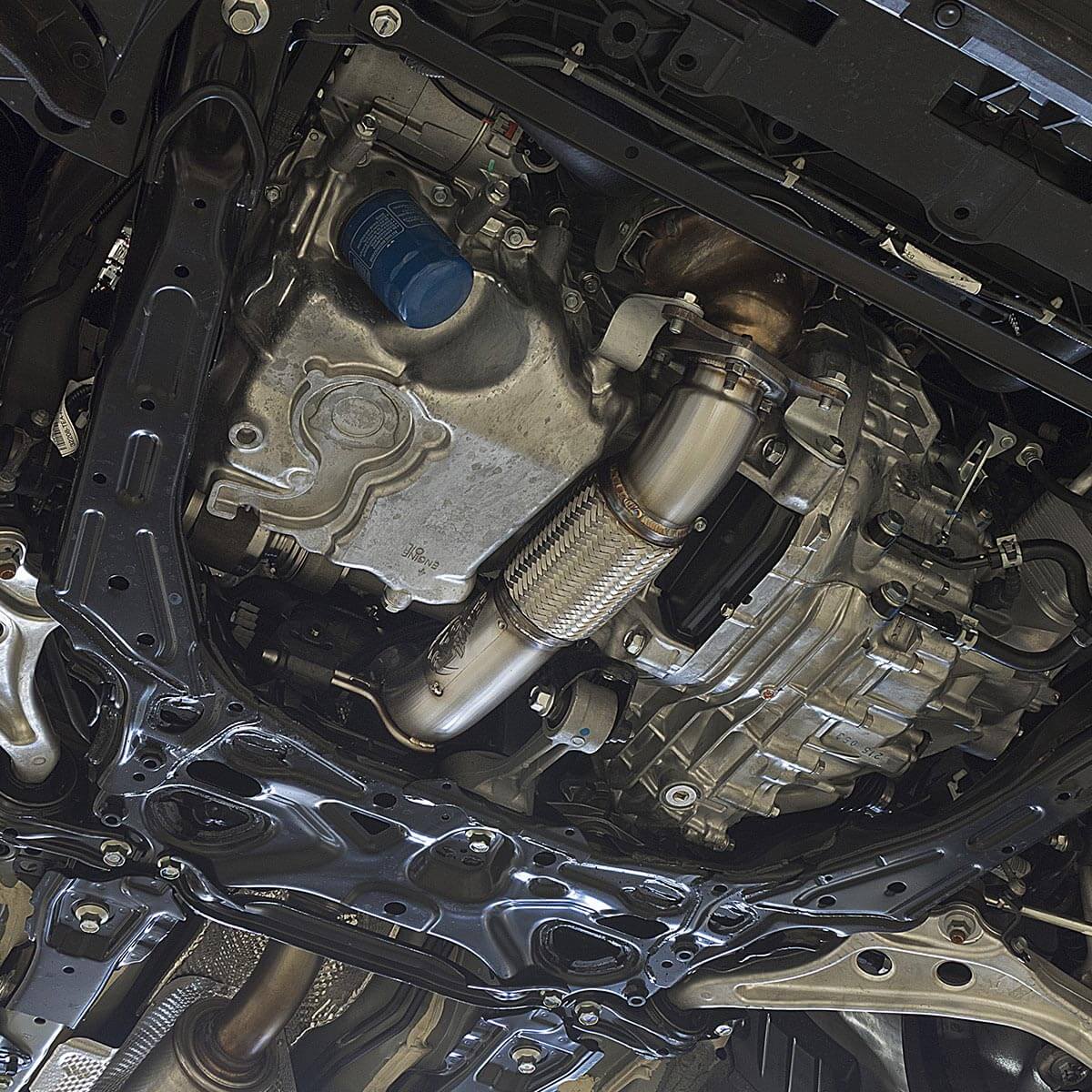 aFe Takeda 3in 304SS Mid-Pipe, 2017-2021 Civic Type R - Angle 5