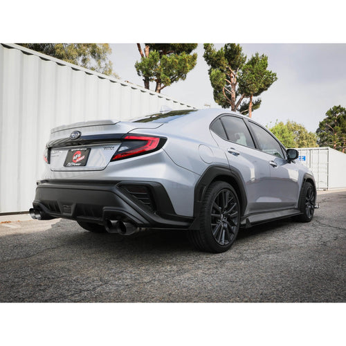 aFe Takeda Cat-Back Exhaust System w/ Black Tips (3in > 2.5in, 304SS), 2022-2026 WRX - Angle 2
