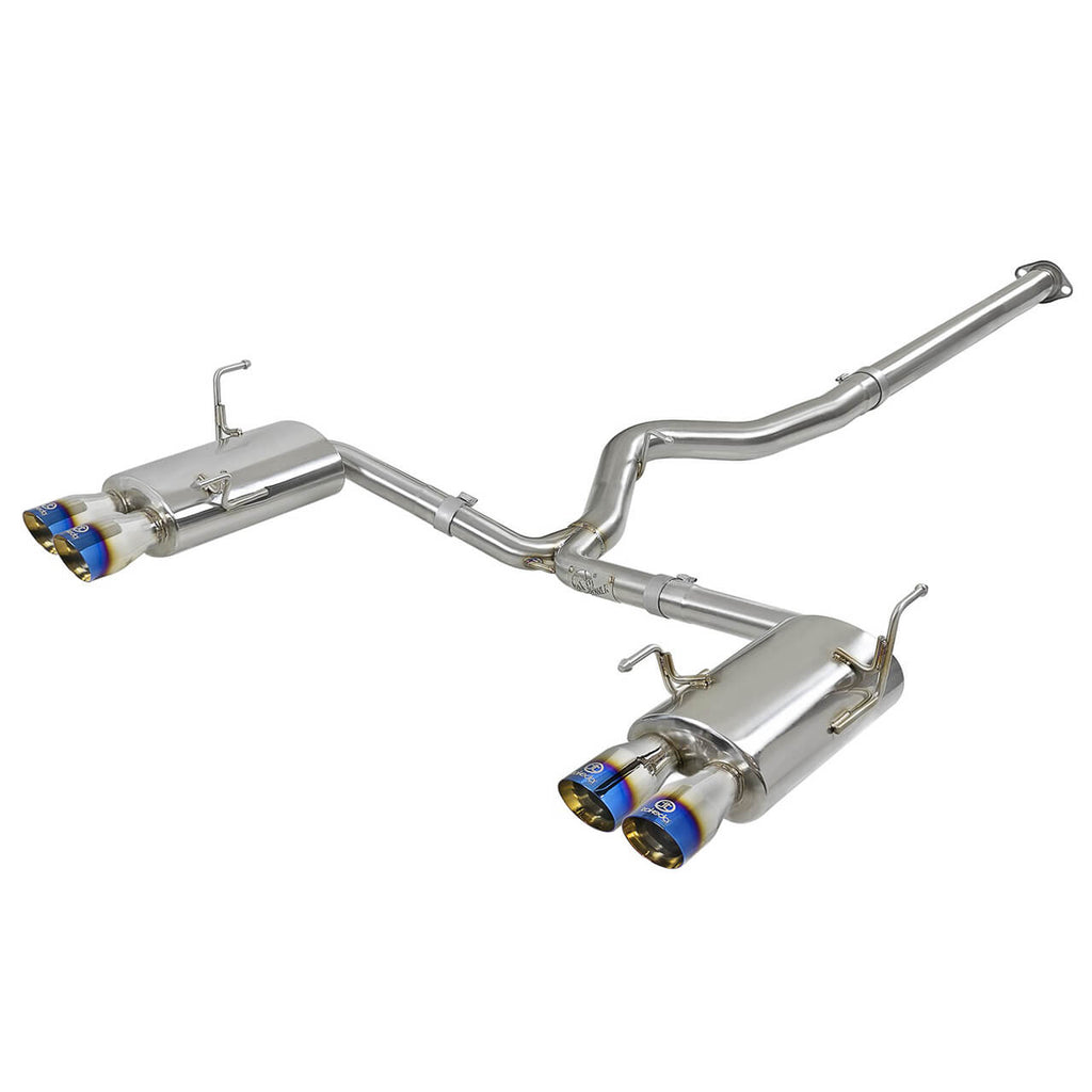 aFe Takeda Cat-Back Exhaust System w/ Blue Flame Tips (3in, 304SS), 2015-2021 STi & 2015-2021 WRX