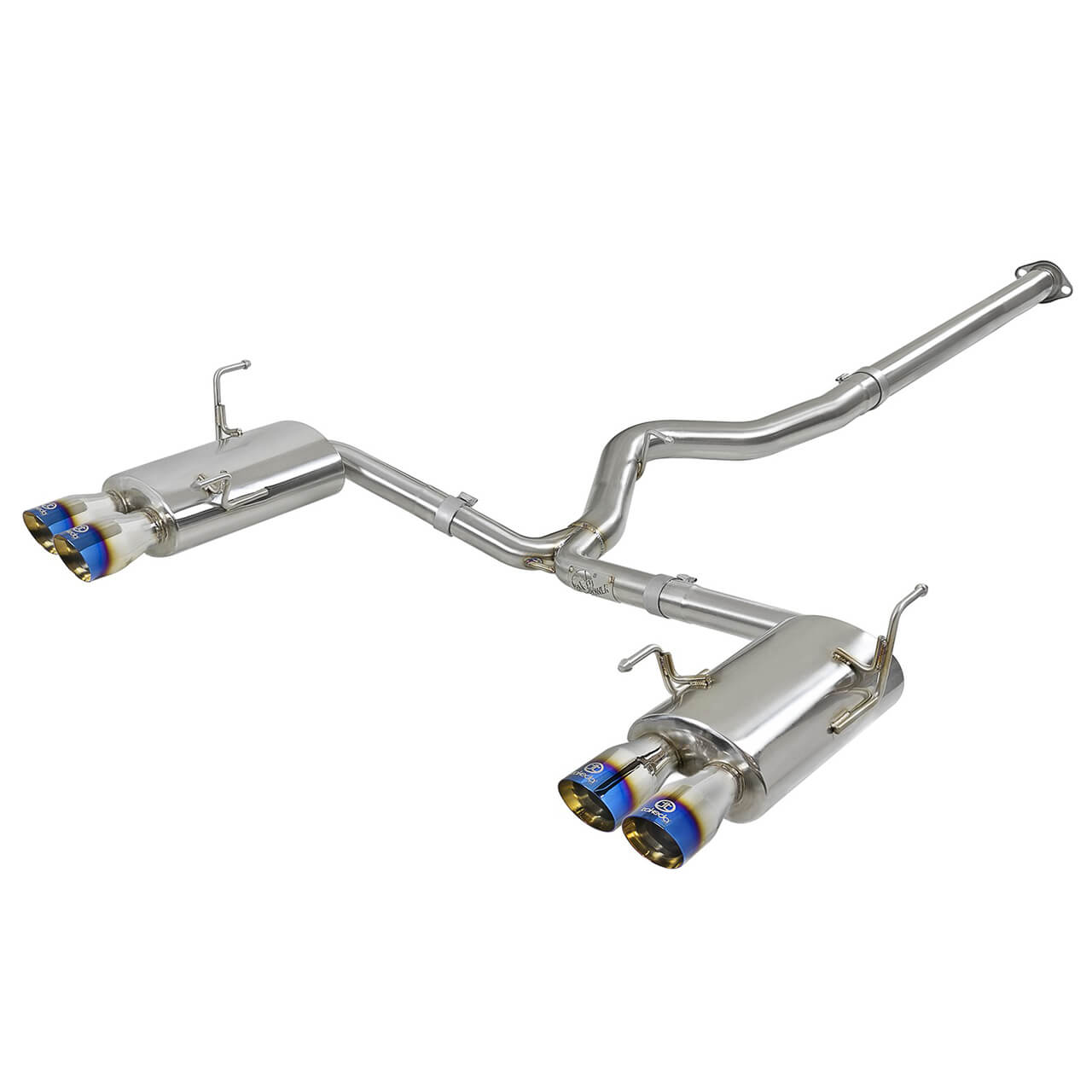 aFe Takeda Cat-Back Exhaust System w/ Blue Flame Tips (3in, 304SS), 2015-2021 STi & 2015-2021 WRX