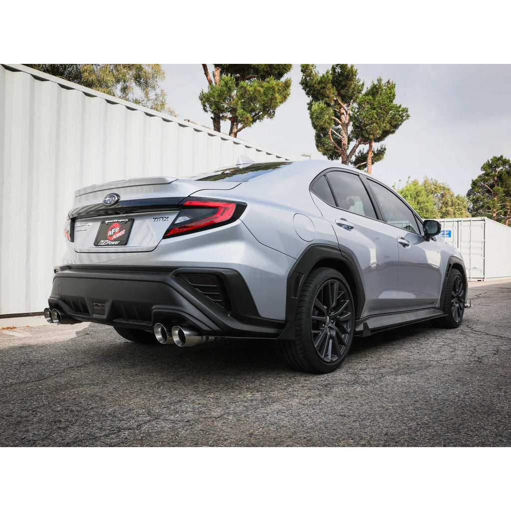 aFe Takeda Cat-Back Exhaust System w/ Polished Tips (3in > 2.5in, 304SS), 2022-2026 WRX - Angle 2