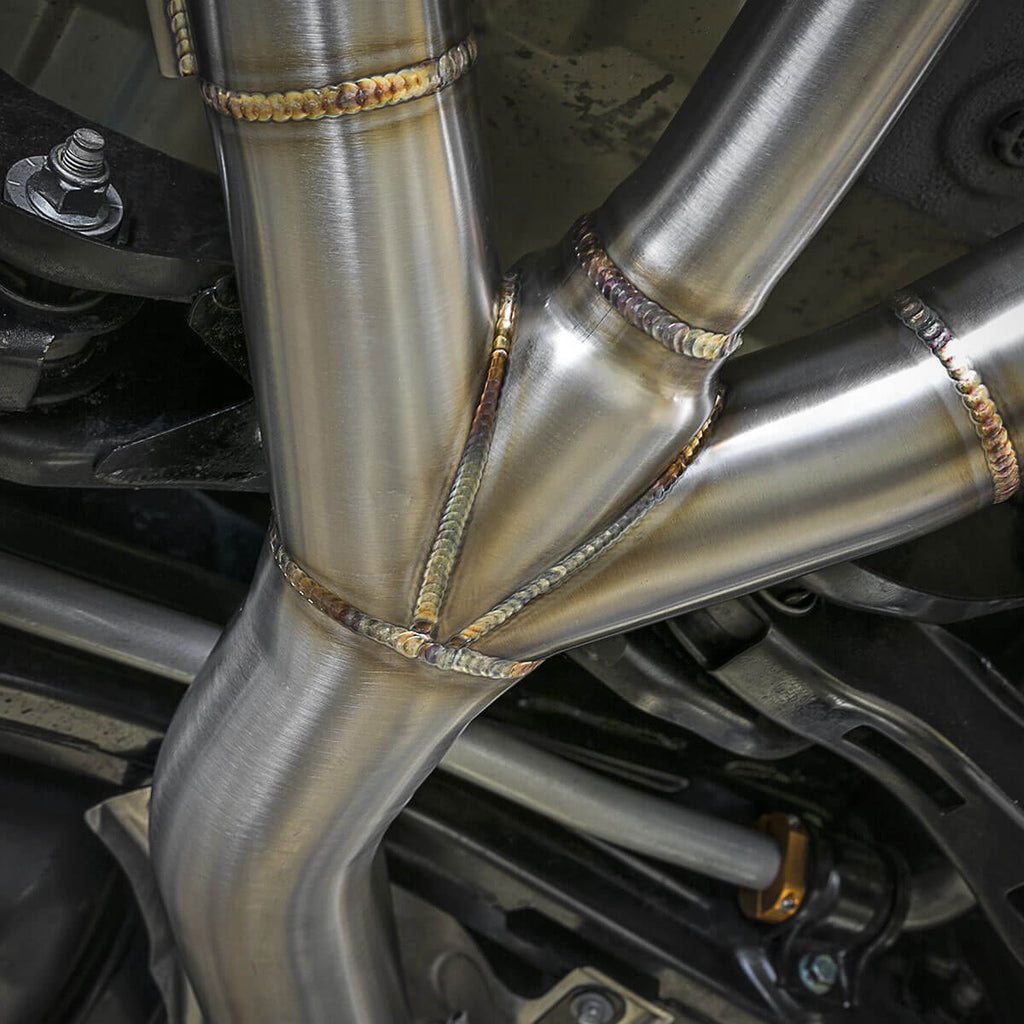 aFe Takeda Cat-Back Exhaust System w/ Polished Tips (3in, 304SS), 2017-2021 Civic Type R - Angle 5
