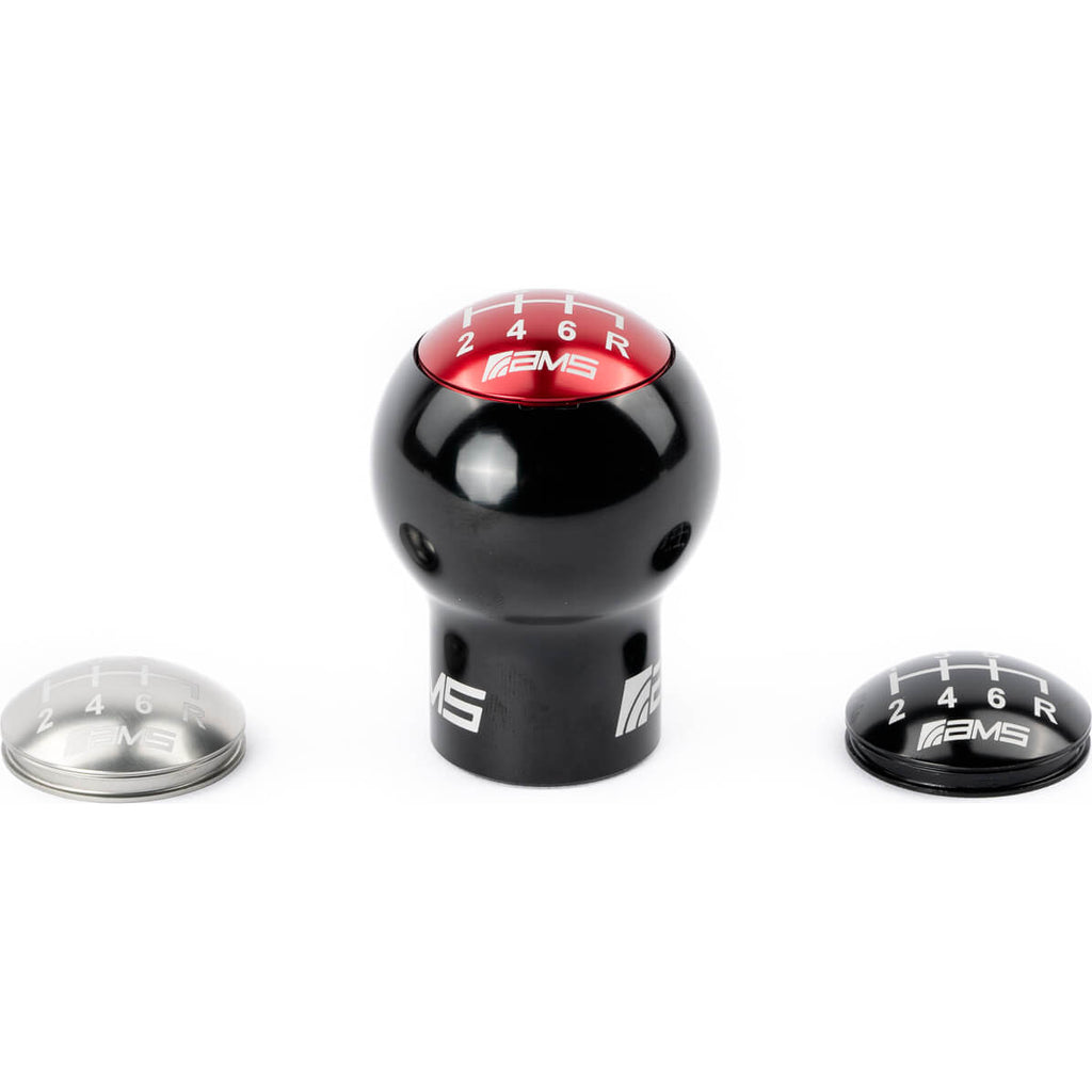 AMS Billet Shift Knob (Incl Red, Black, & Gunmetal Caps), 2015-2021 STi & 2015-2026 WRX