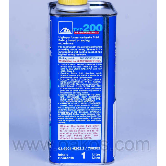 ATE Type 200 DOT 4 Racing Brake Fluid (Amber)