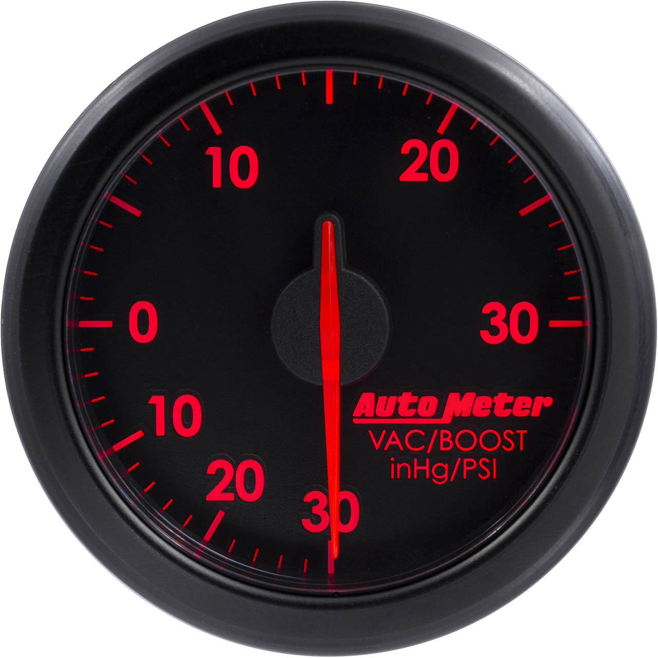 AutoMeter AirDrive Boost Gauge (52mm, 30 In. Hg - 30 PSI, Black) - Angle 2