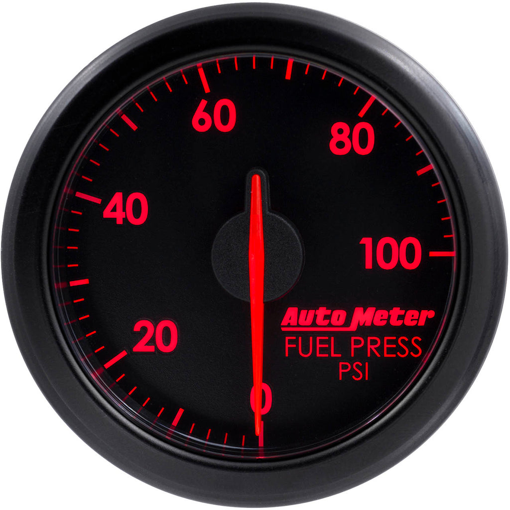 AutoMeter AirDrive Fuel Pressure Gauge (52mm, 0-100 PSI, Black) - Angle 2
