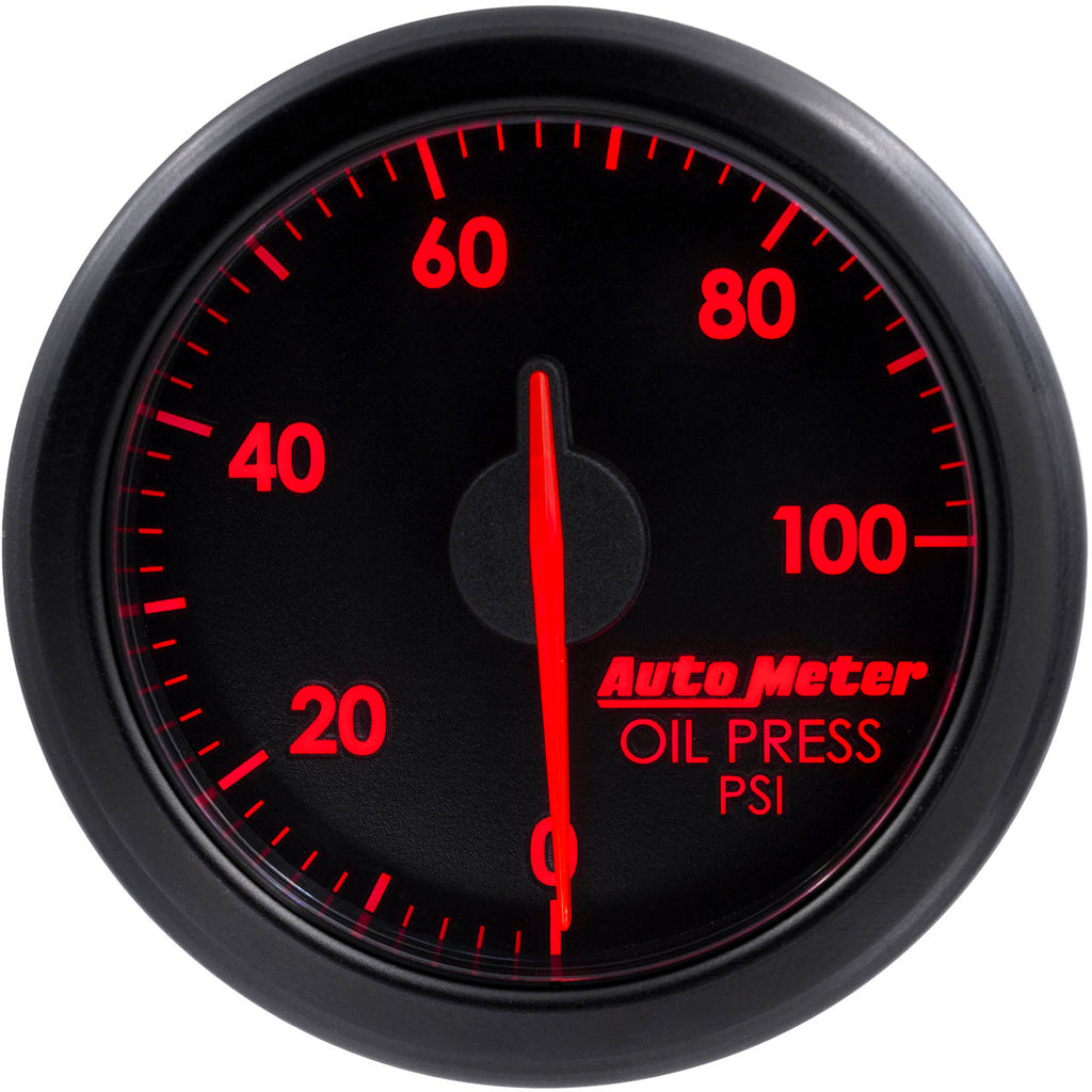 AutoMeter AirDrive Oil Pressure Gauge (52mm, 0-100 PSI, Black) - Angle 2