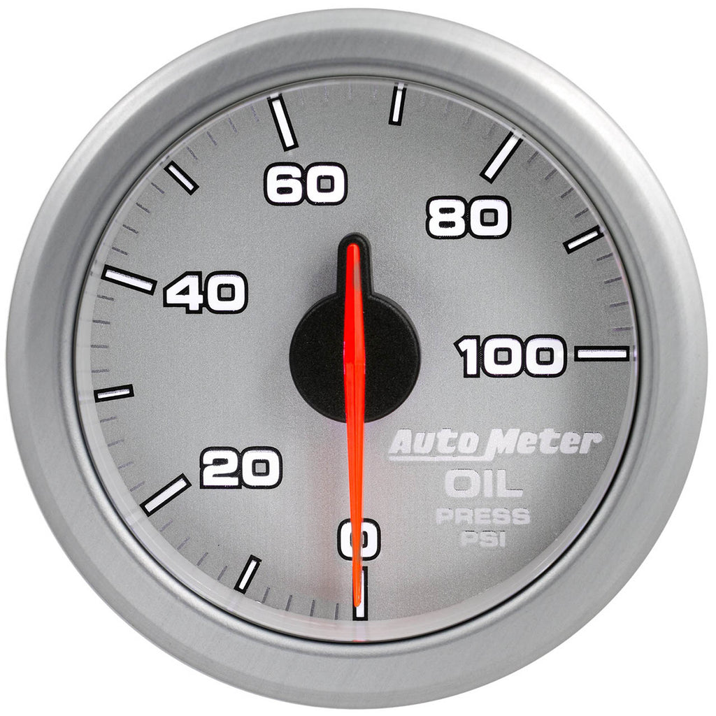 AutoMeter AirDrive Oil Pressure Gauge (52mm, 0-100 PSI, Silver)