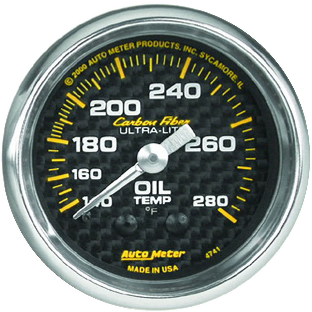 AutoMeter Carbon Fiber Series Oil Temperature Gauge (52mm, 140-280F)