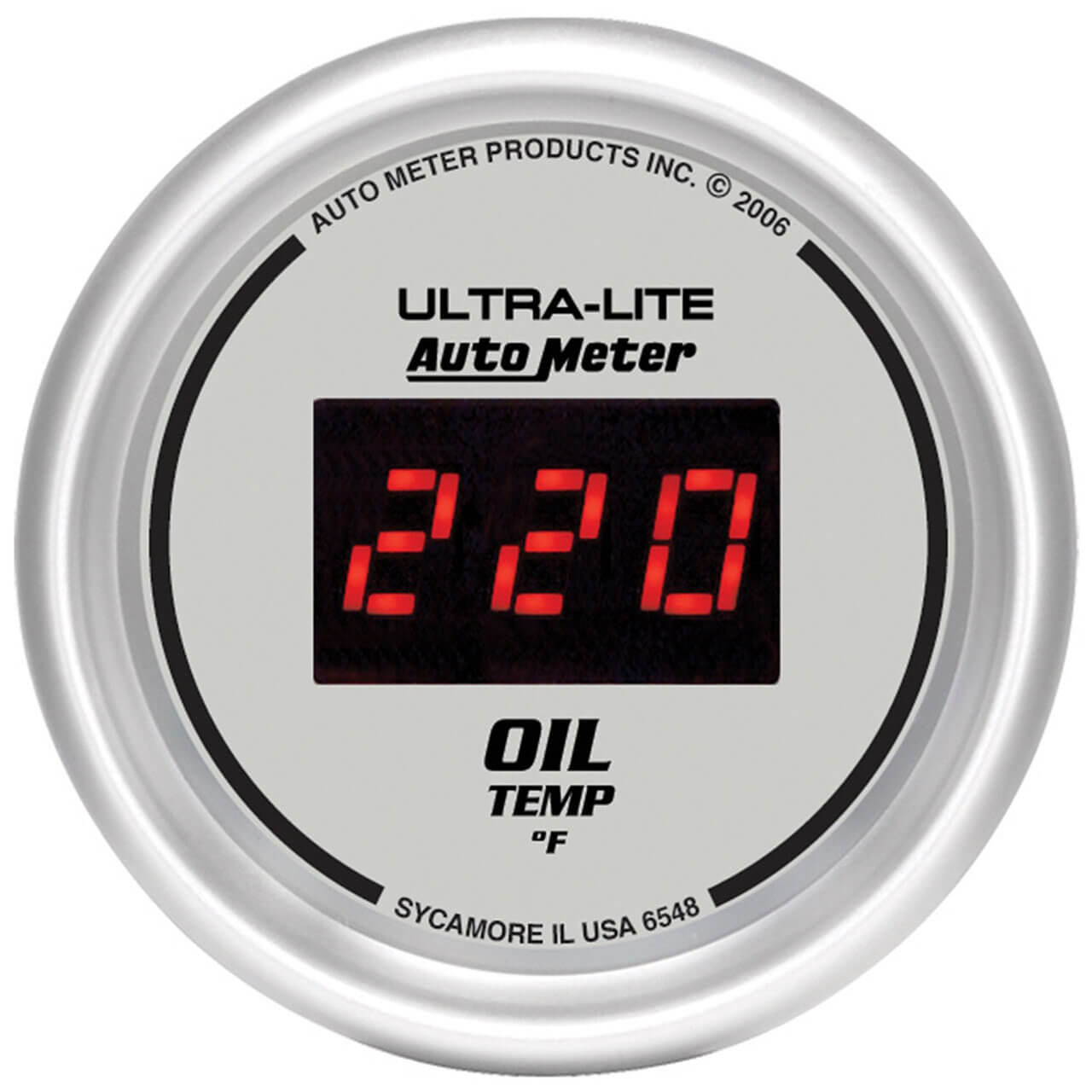 AutoMeter Digital Series White Face 2 1/16in Oil Temp Gauge 0-400 F