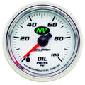 AutoMeter NV Series 2 1/16in Electric Oil Pressure Gauge 0-100 PSI, Full Sweep