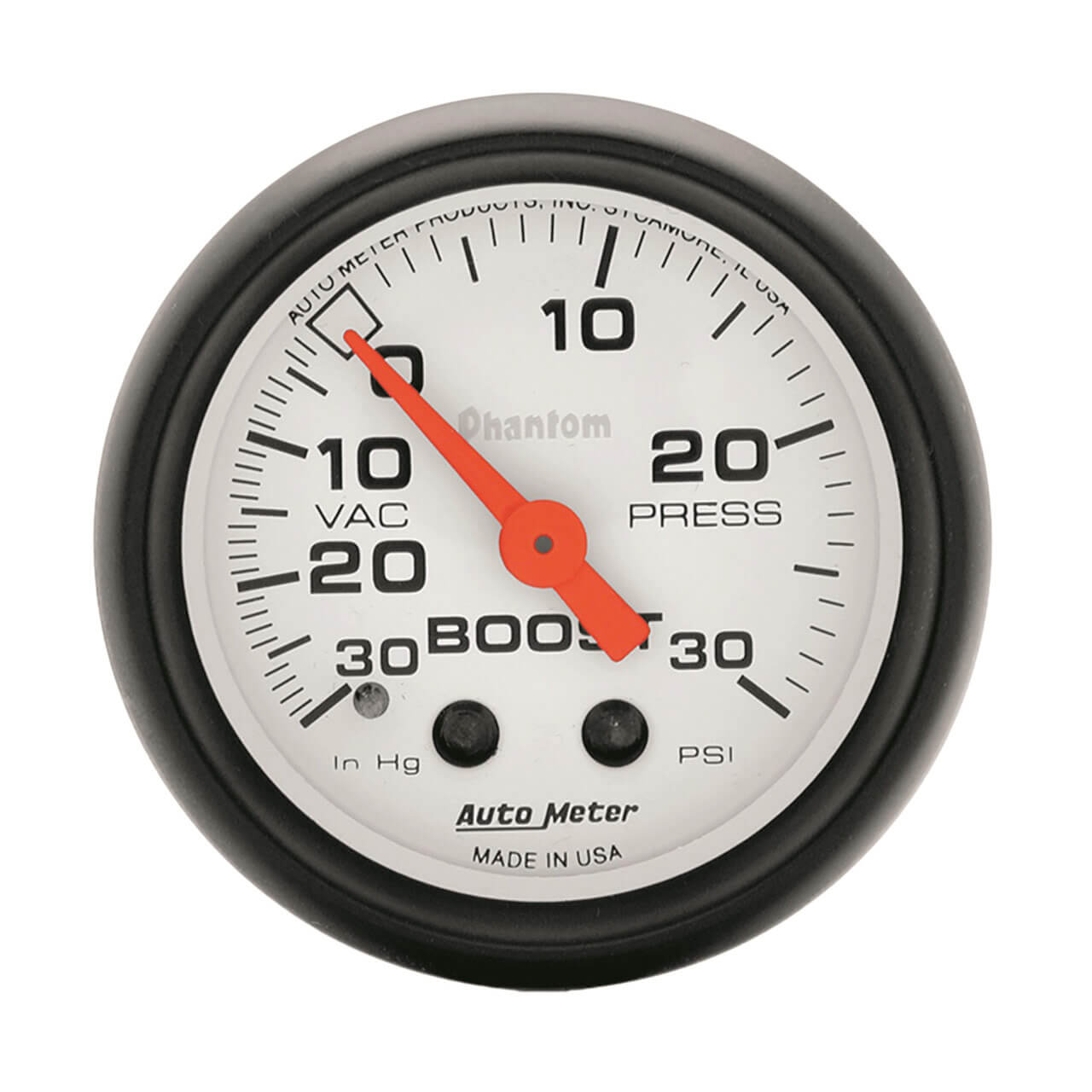 AutoMeter Phantom Series 2 1/16in Boost/Vacuum Gauge, 30 In. HG/30 PSI