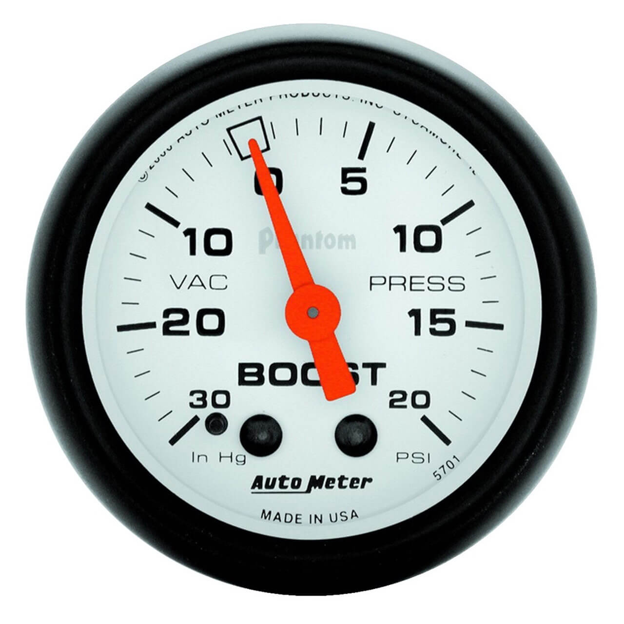 AutoMeter Phantom Series Boost/Vacuum Gauge (2 1/16in, 30 In. HG/20 PSI)