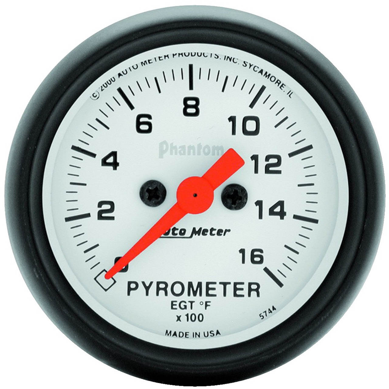 AutoMeter Phantom Series Exhaust Gas Temperature (EGT) Gauge (52mm, 0-1600 F)