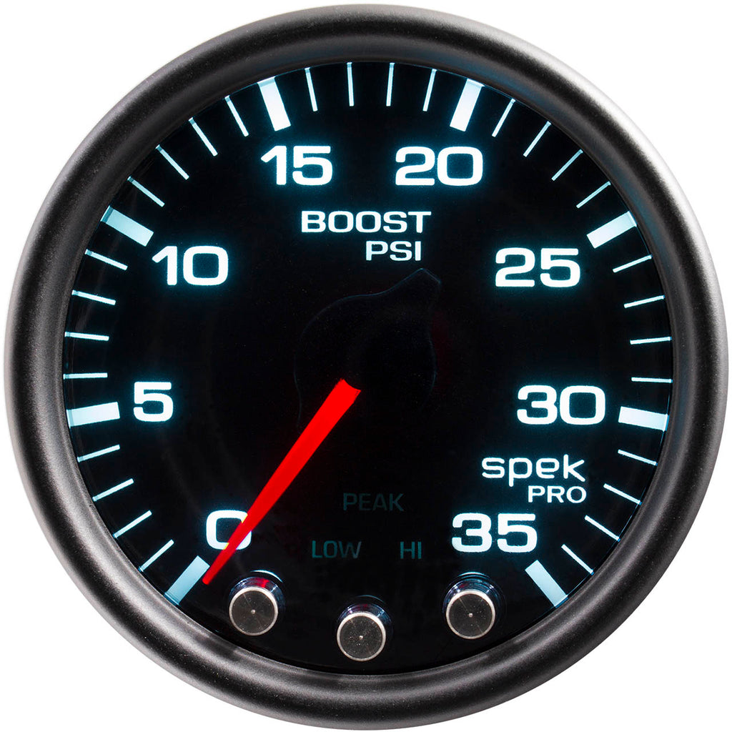 AutoMeter SPEK-PRO Boost Gauge (52mm, 0-35 PSI, Black/Black)