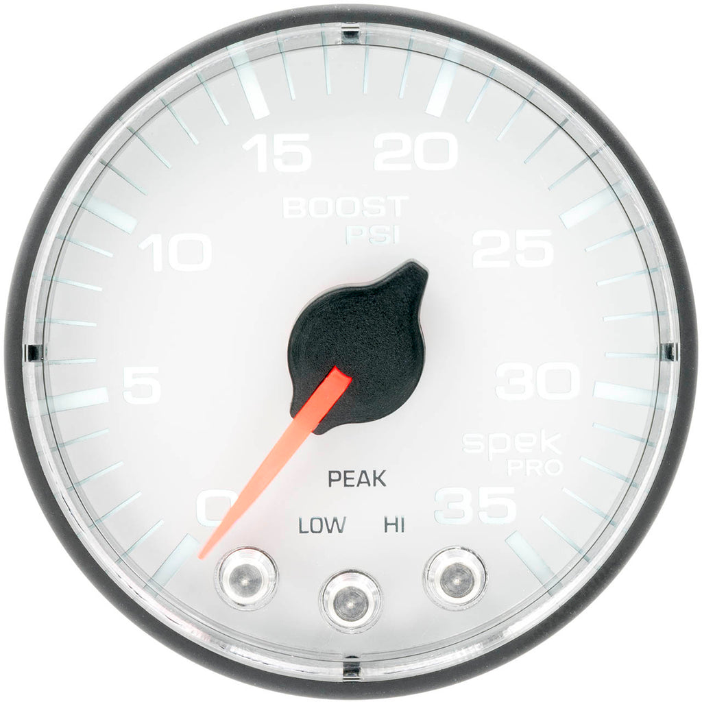 AutoMeter SPEK-PRO Boost Gauge (52mm, 0-35 PSI, White/Black, AntiGlare Lens)