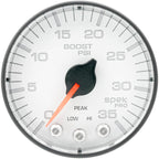AutoMeter SPEK-PRO Boost Gauge (52mm, 0-35 PSI, White/Black, AntiGlare Lens) - Angle 2