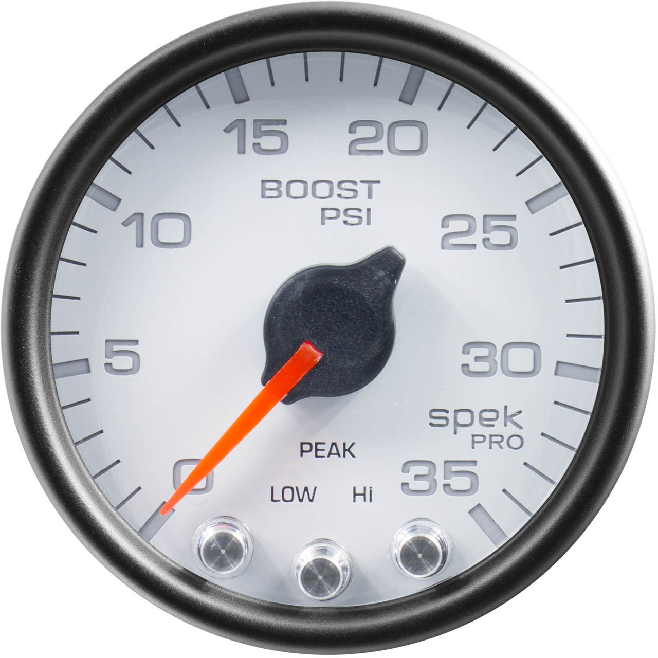 AutoMeter SPEK-PRO Boost Gauge (52mm, 0-35 PSI, White/Black) - Angle 2