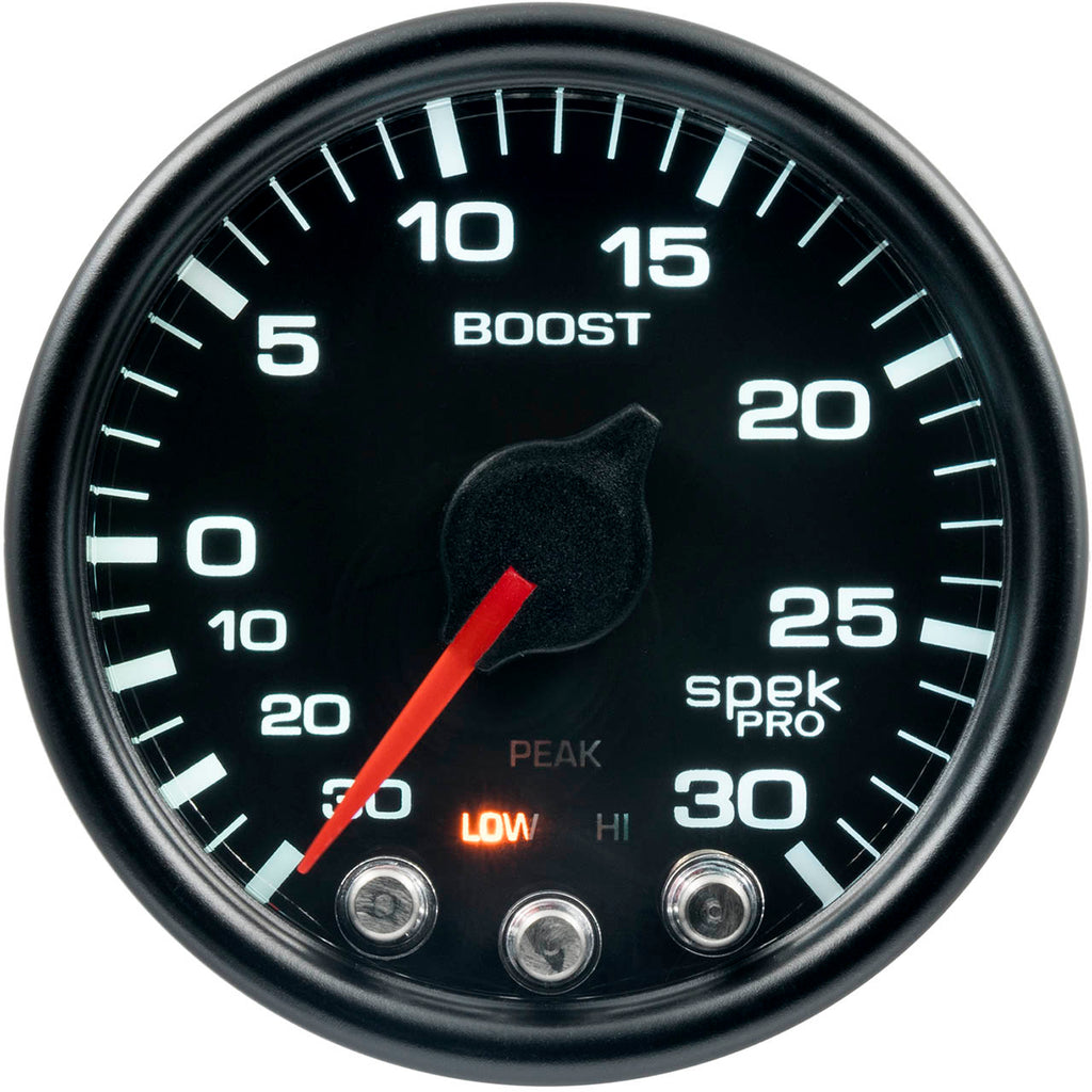 AutoMeter SPEK-PRO Boost Gauge (52mm, 30 In. Hg - 30 PSI, Black/Black)