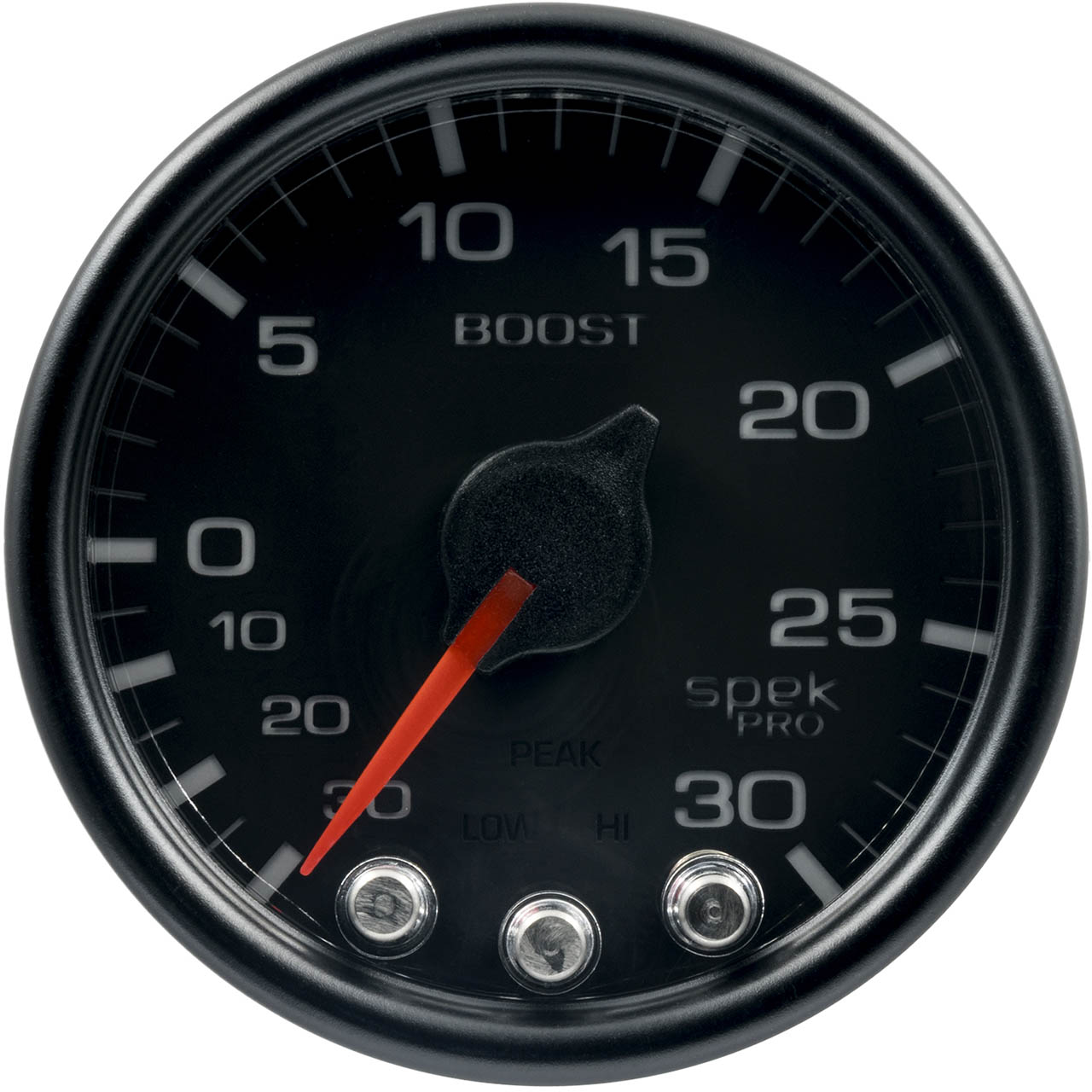 AutoMeter SPEK-PRO Boost Gauge (52mm, 30 In. Hg - 30 PSI, Black/Black) - Angle 2