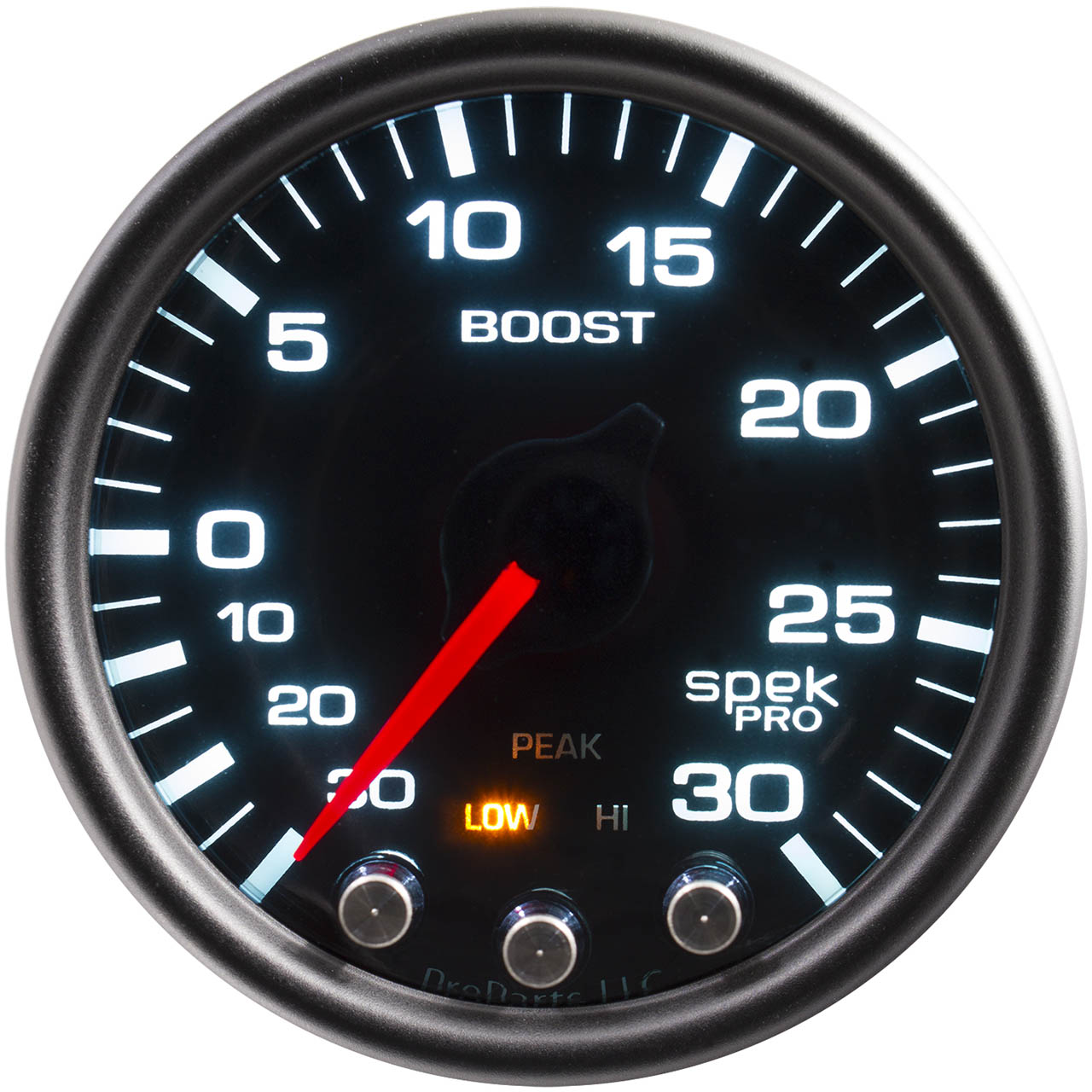 AutoMeter SPEK-PRO Boost Gauge (52mm, 30 In. Hg - 30 PSI, Black/Black)