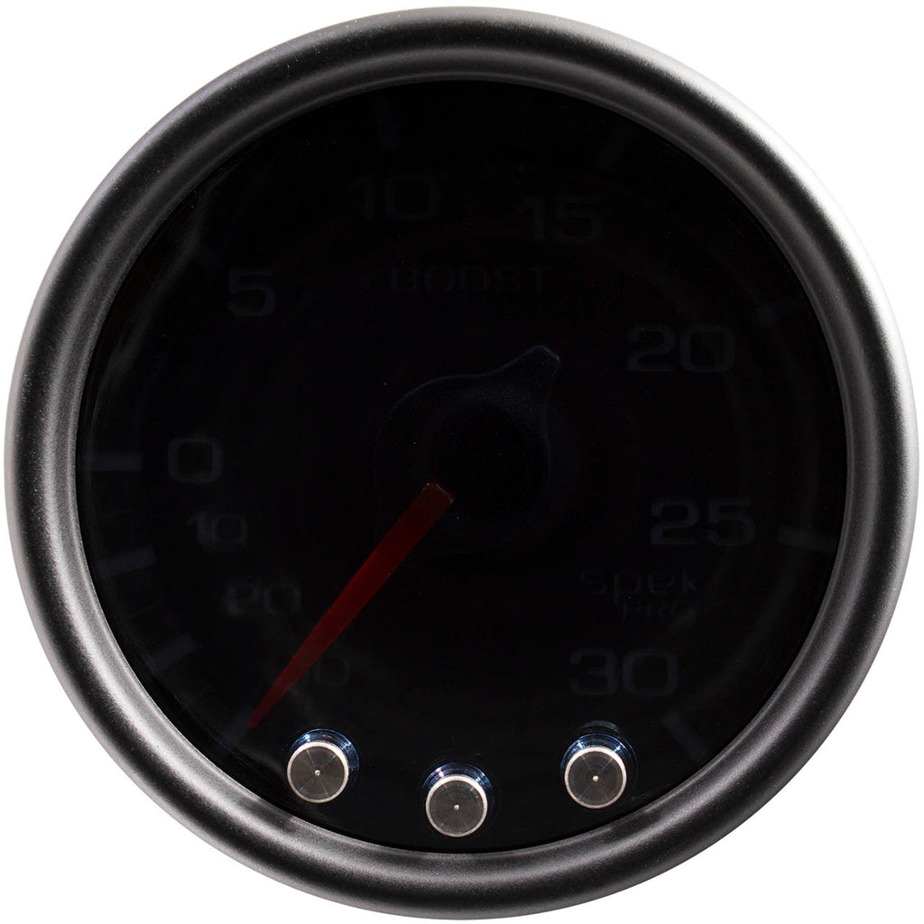 AutoMeter SPEK-PRO Boost Gauge (52mm, 30 In. Hg - 30 PSI, Black/Black) - Angle 2