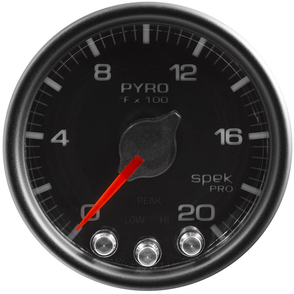 AutoMeter SPEK-PRO Exhaust Gas Temperature (EGT) Gauge (52mm, 0-2000F, Black/Black) - Angle 2