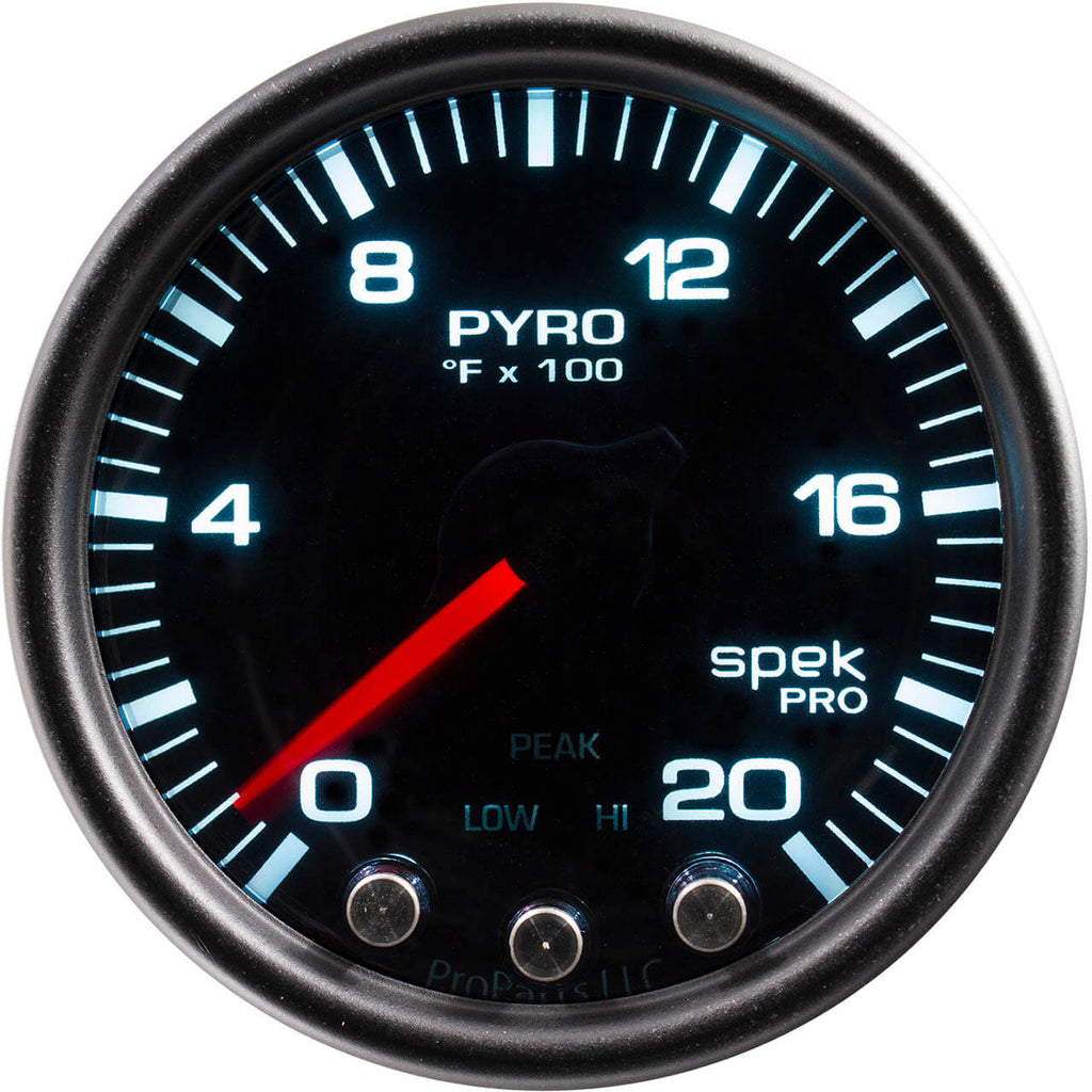 AutoMeter SPEK-PRO Exhaust Gas Temperature (EGT) Gauge (52mm, 0-2000F, Black/Black)