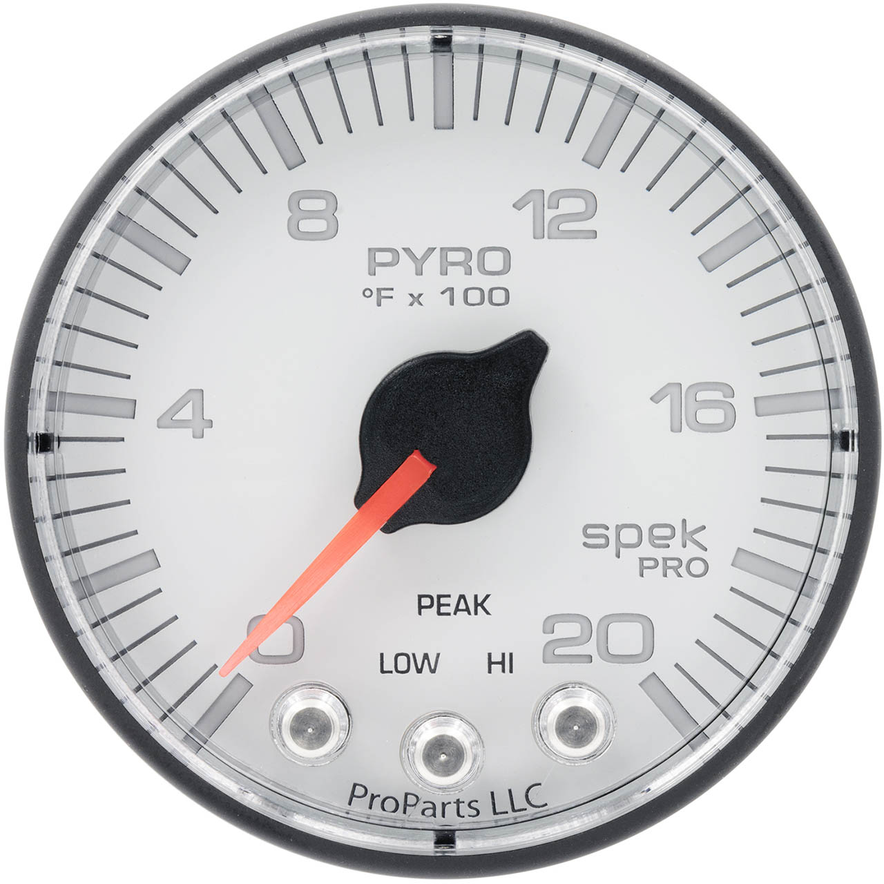 AutoMeter SPEK-PRO Exhaust Gas Temperature (EGT) Gauge (52mm, 0-2000F, White/Black, AntiGlare Lens) - Angle 2