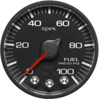 AutoMeter SPEK-PRO Fuel Pressure Gauge (52mm, 0-100 PSI, Black/Black, AntiGlare Lens)