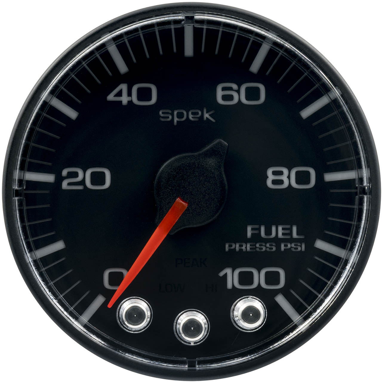 AutoMeter SPEK-PRO Fuel Pressure Gauge (52mm, 0-100 PSI, Black/Black, No O-Ring) - Angle 2
