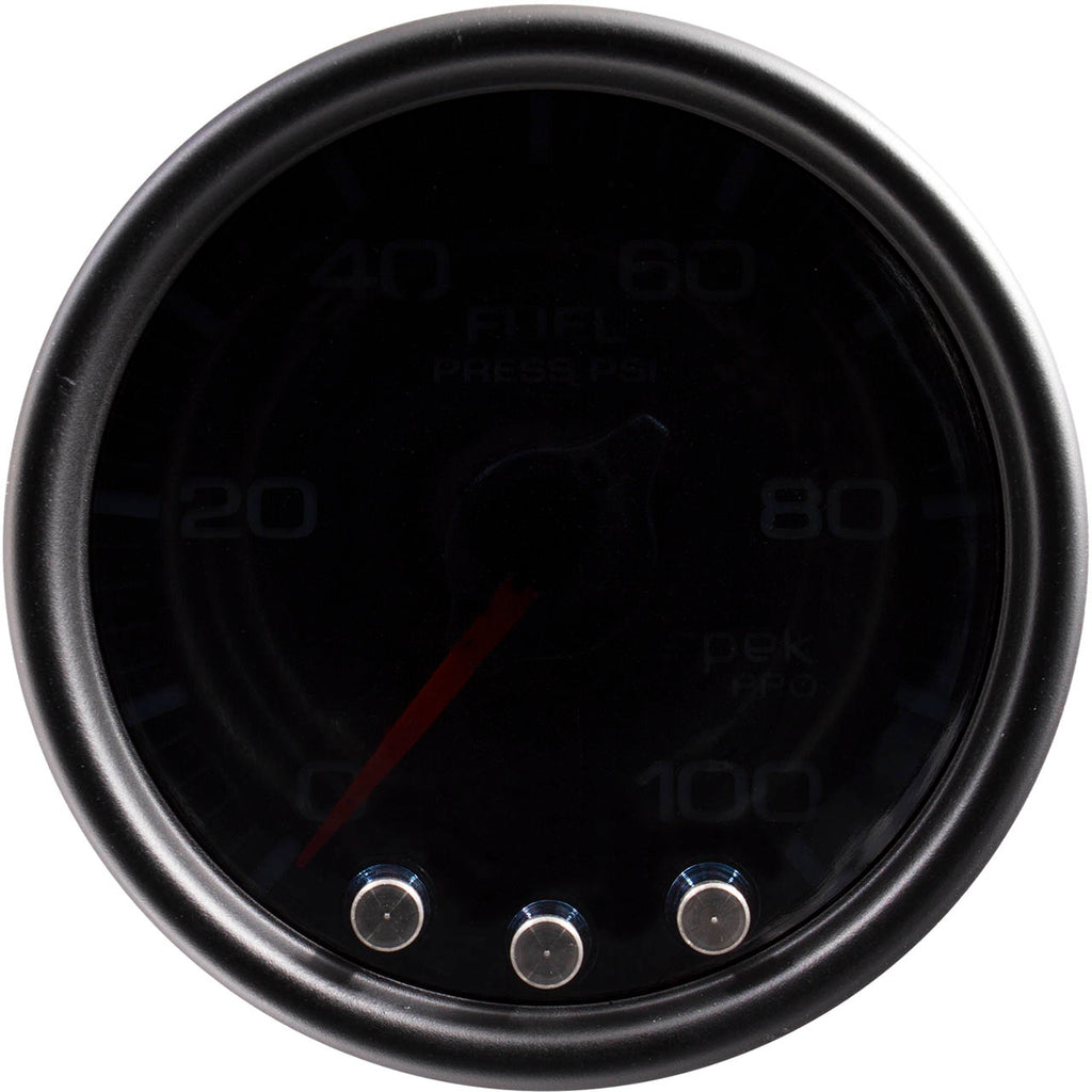 AutoMeter SPEK-PRO Fuel Pressure Gauge (52mm, 0-100 PSI, Black/Black) - Angle 2