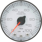 AutoMeter SPEK-PRO Fuel Pressure Gauge (52mm, 0-100 PSI, White/Black, AntiGlare Lens) - Angle 2