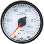 AutoMeter SPEK-PRO Fuel Pressure Gauge (52mm, 0-100 PSI, White/Black) - Angle 2