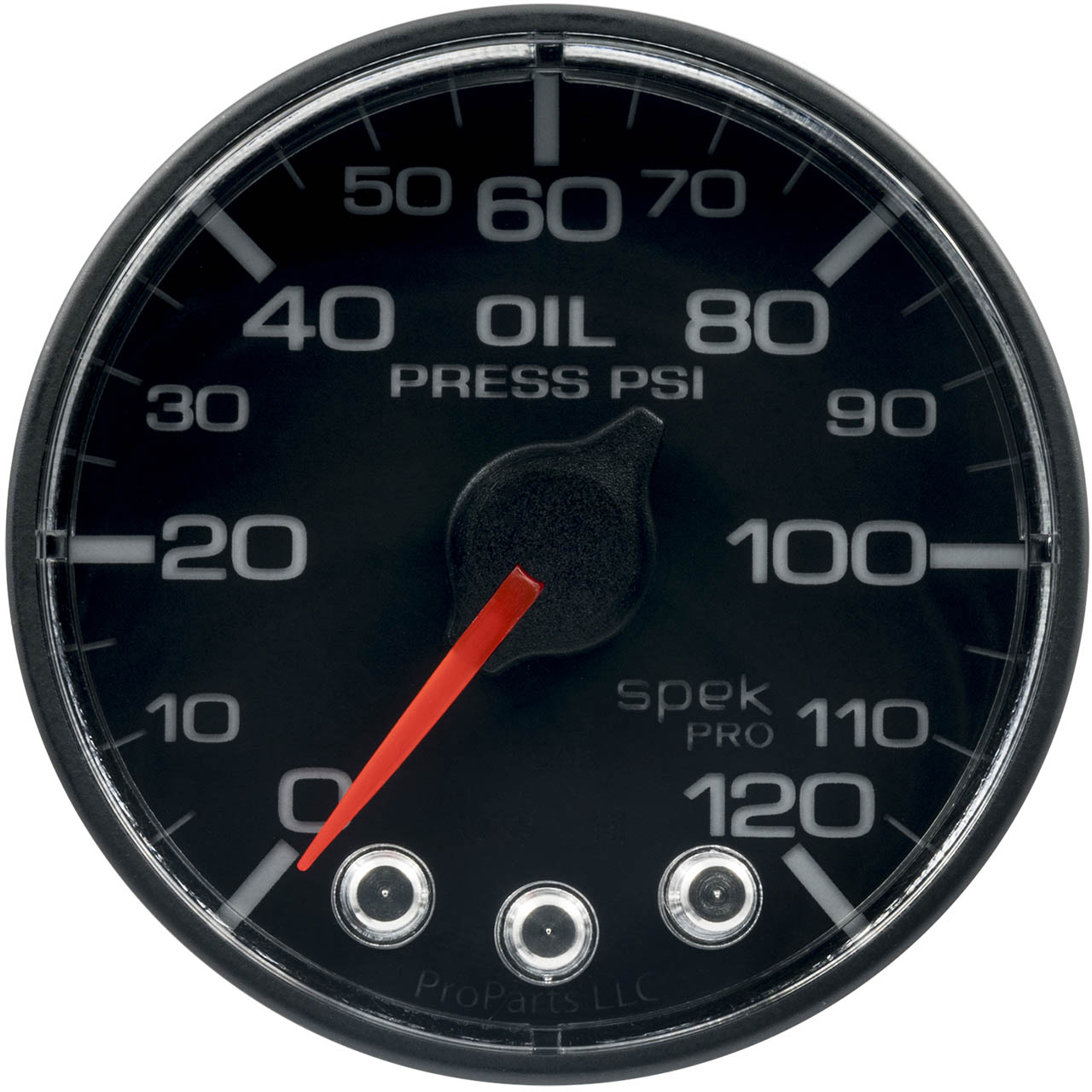 AutoMeter SPEK-PRO Oil Pressure Gauge (52mm, 0-120 PSI, Black/Black, No O-Ring) - Angle 2