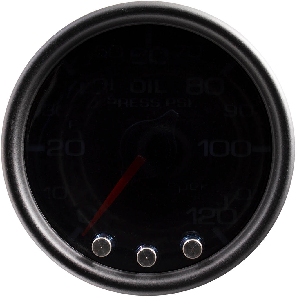 AutoMeter SPEK-PRO Oil Pressure Gauge (52mm, 0-120 PSI, Black/Black) - Angle 2