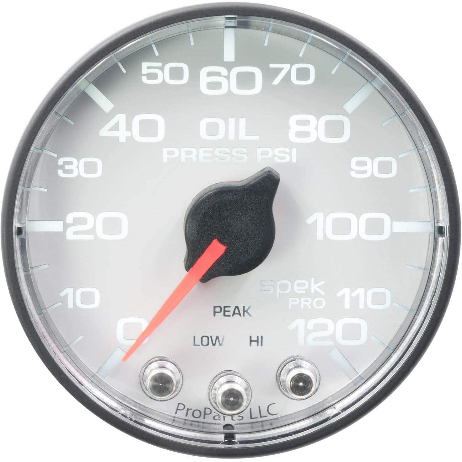 AutoMeter SPEK-PRO Oil Pressure Gauge (52mm, 0-120 PSI, White/Black, AntiGlare Lens)