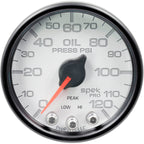 AutoMeter SPEK-PRO Oil Pressure Gauge (52mm, 0-120 PSI, White/Black) - Angle 2