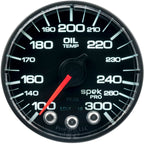 AutoMeter SPEK-PRO Oil Temperature Gauge (52mm, 100-300F, Black/Black, No O-Ring)