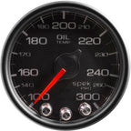 AutoMeter SPEK-PRO Oil Temperature Gauge (52mm, 100-300F, Black/Black) - Angle 2