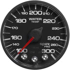 AutoMeter SPEK-PRO Water Temperature Gauge (52mm, 100-300F, Black/Black, AntiGlare Lens)