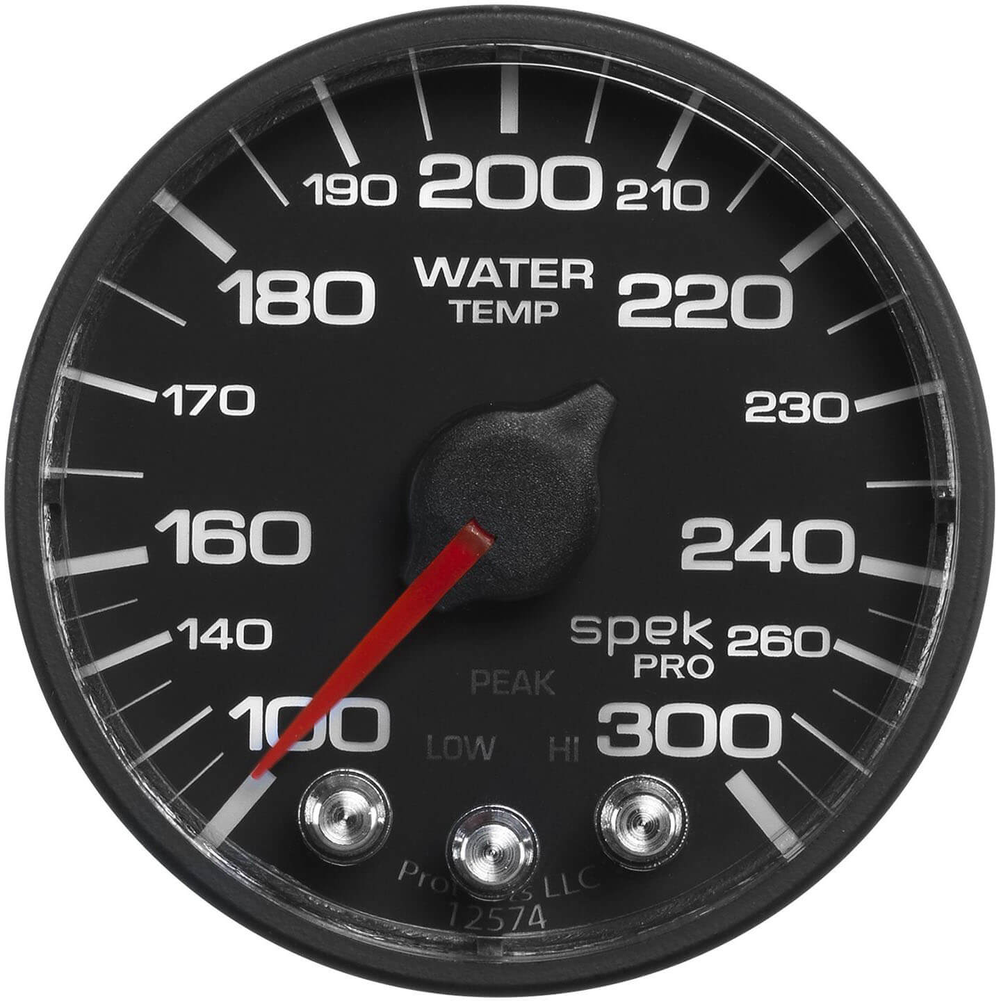 AutoMeter SPEK-PRO Water Temperature Gauge (52mm, 100-300F, Black/Black, AntiGlare Lens)