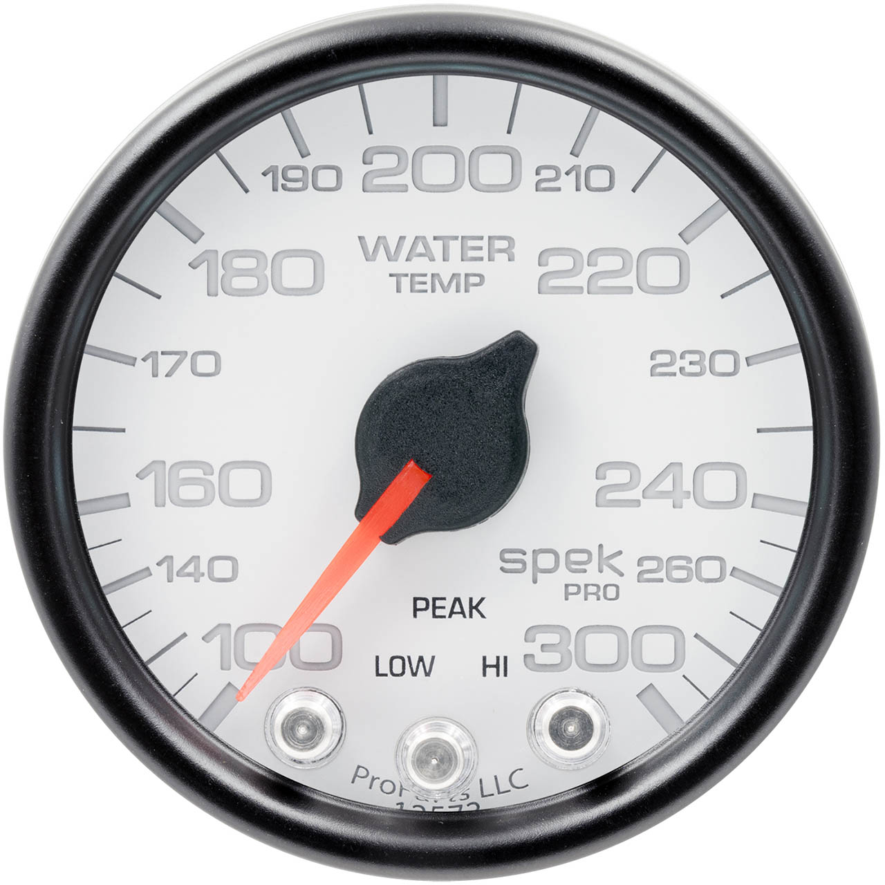 AutoMeter SPEK-PRO Water Temperature Gauge (52mm, 100-300F, White/Black) - Angle 2