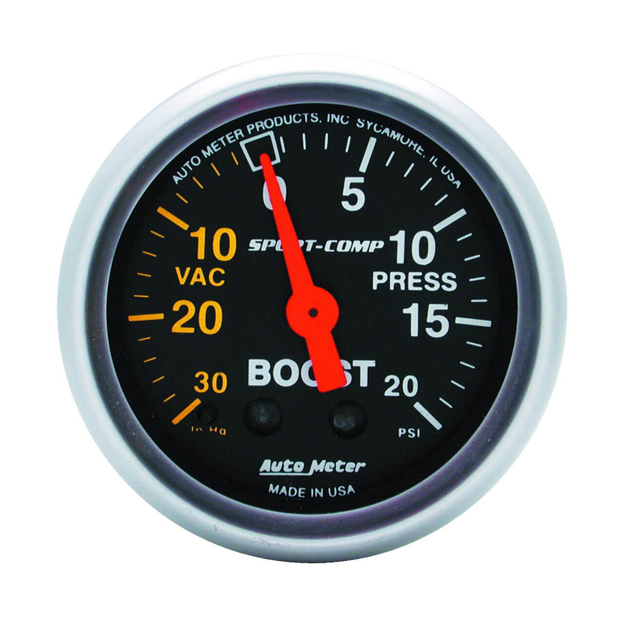 AutoMeter Sport-Comp Boost Gauge (2 1/16in, -30-20 PSI)