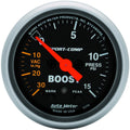 AutoMeter Sport-Comp Boost Gauge (52mm, 30 In. Hg - 15 PSI)