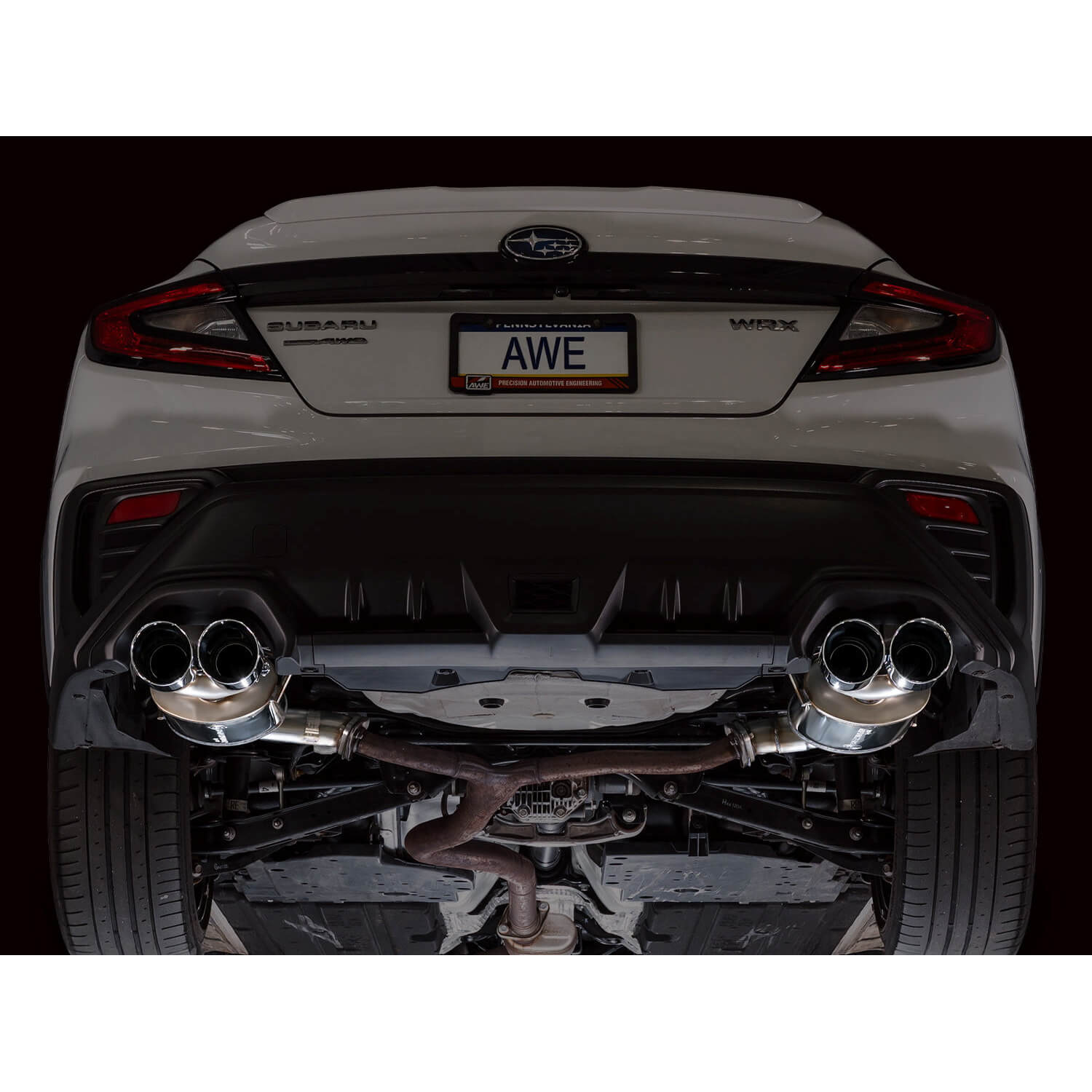 AWE Touring Edition Axleback Exhaust w/ Chrome Silver Tips, 2022-2026 WRX - Angle 5