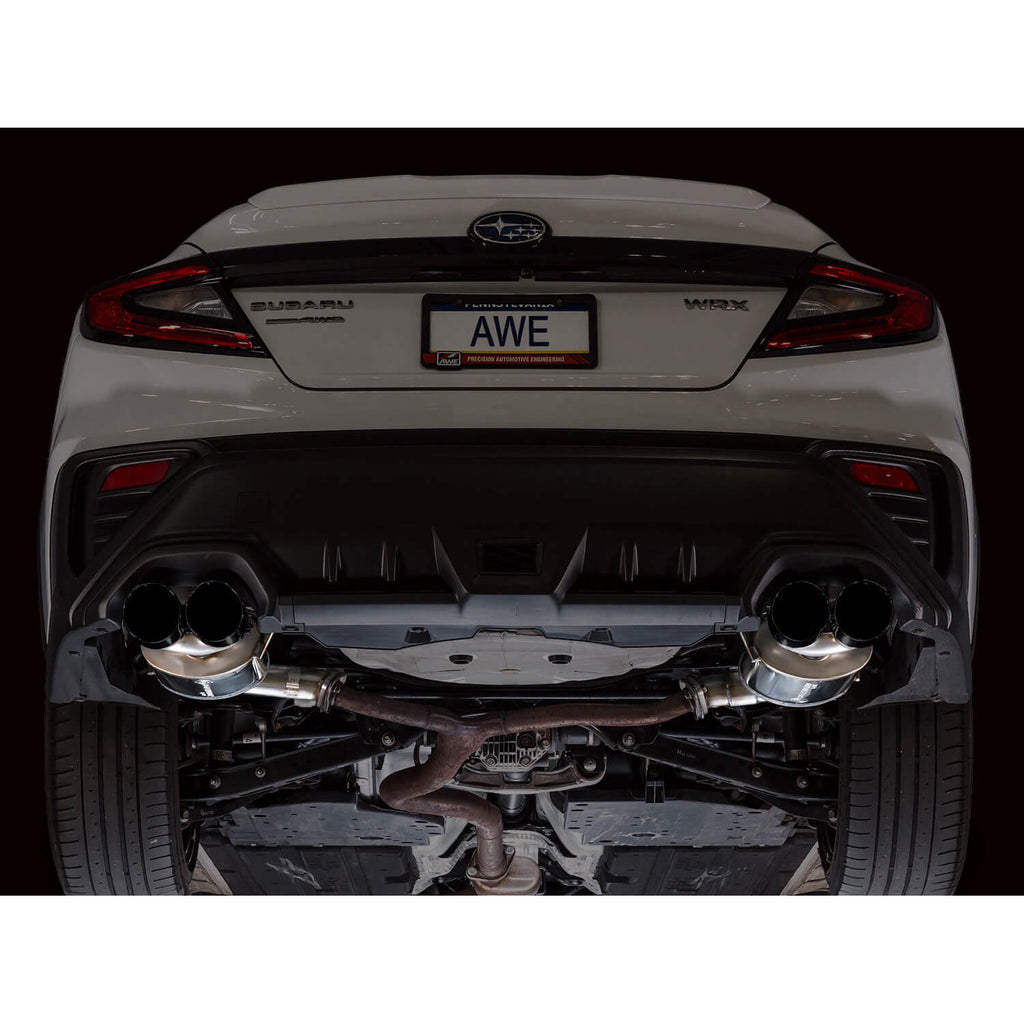 AWE Touring Edition Axleback Exhaust w/ Diamond Black Tips, 2022-2026 WRX - Angle 5