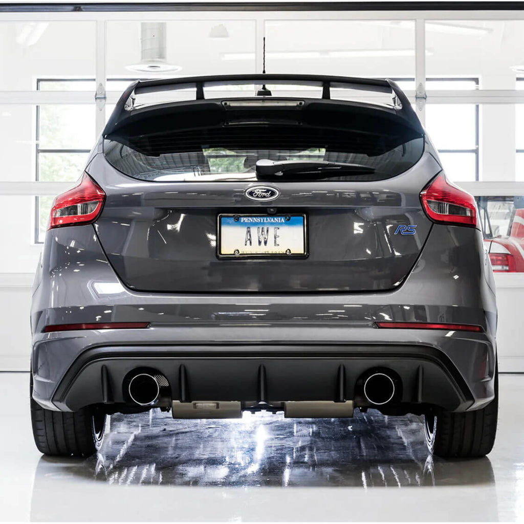 AWE Touring Edition Cat-Back Exhaust System Non-Resonated w/ Chrome Silver Tips, 2016-2018 Focus RS - Angle 3