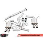 AWE Touring Edition Cat-Back Exhaust System w/ 102mm Chrome Silver Tips, 2015-2021 STi & 2015-2021 WRX - Angle 2