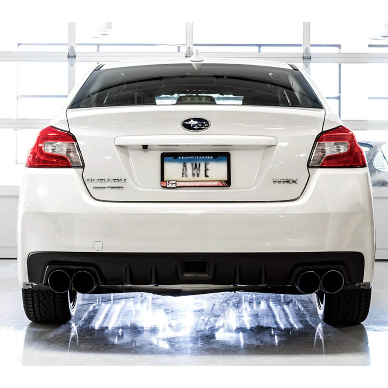 AWE Touring Edition Cat-Back Exhaust System w/ 102mm Diamond Black Tips, 2015-2021 STi & 2015-2021 WRX - Angle 2